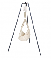 QOOKIE Swing Federwiege mit Motor Cube und Gestell anthrazit - creme