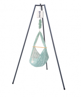 QOOKIE Swing Federwiege mit Motor Cube und Gestell anthrazit - Floral mint