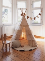 MOI MILI Tipi-Zelt SHABBY CHIC-Style für Kinder mit Rüschen - Cremeweiß