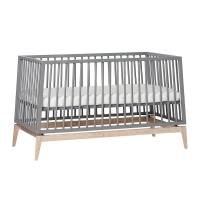 Leander Luna Babybett, 140x70 cm, Grau/Eiche