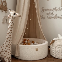 MeowBaby Boucle Bällebad 90x30cm creme mit 200 Bällen zum selber Gestalten nach Wunsch