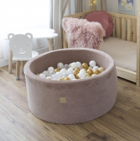 MeowBaby Bällebad 90x30cm VELVET beige Samt mit 200 Bällen zum selber Gestalten nach Wunsch