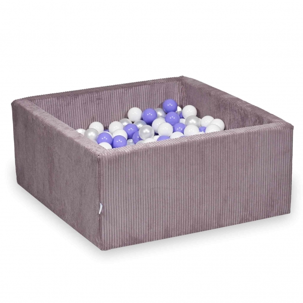 MiMii Bällebad 90x90x40cm Cord dusty lavender mit 400 Bällen zum selber Gestalten nach Wunsch