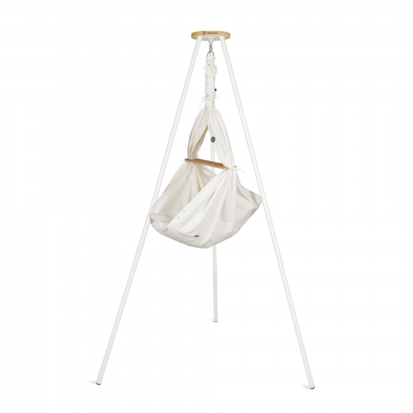 PAULI &amp; CO Federwiegen-Set Baby &amp; Gestell Tripod SMART weiß - Kreide