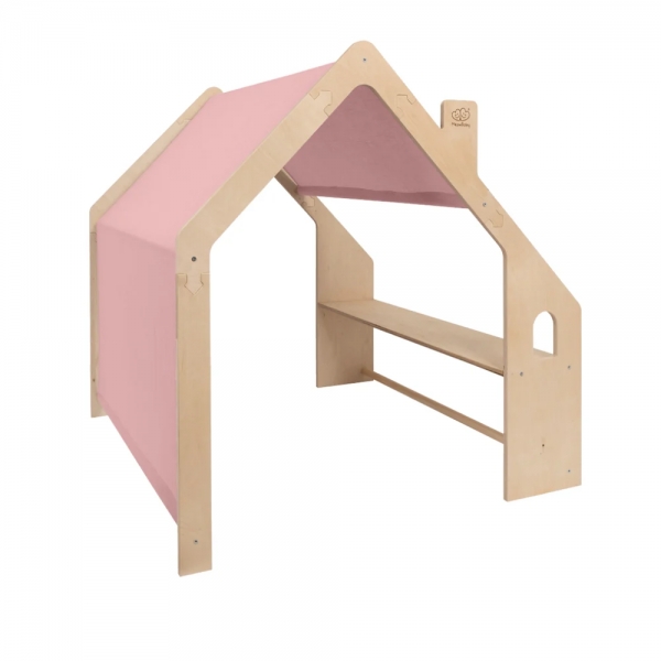 MeowBaby Spielhaus/Kaufladen natur mit rosa Dach