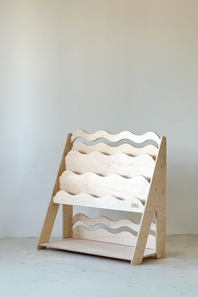 BabyWood Montessori Regal für Bücher und Spielzeug WAVE M - Natur