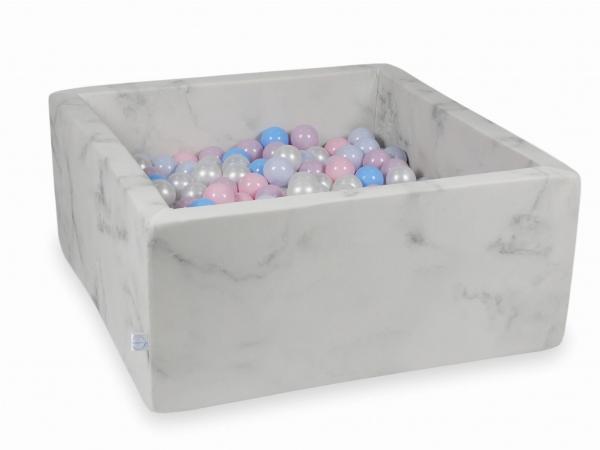 MiMii Bällebad marble 90x90x40cm mit 400 Bällen zum selber Gestalten nach Wunsch