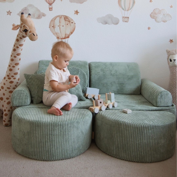 Design4Kids Mini Spielsofa Jewel Cord Max - classic olive
