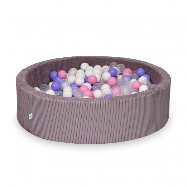 MiMii Bällebad 110x30cm Cord dusty lavender mit 400 Bällen zum selber Gestalten nach Wunsch