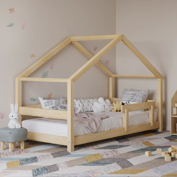BusyKids Kinderbett-Haus MIMI-HOUSE mit verstärktem Rand 180 x 90 cm - Transparentes Öl