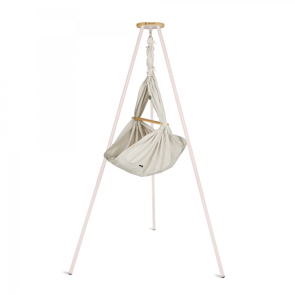 PAULI &amp; CO Federwiegen-Set Baby &amp; Gestell Tripod SMART weißrosa - Taupe