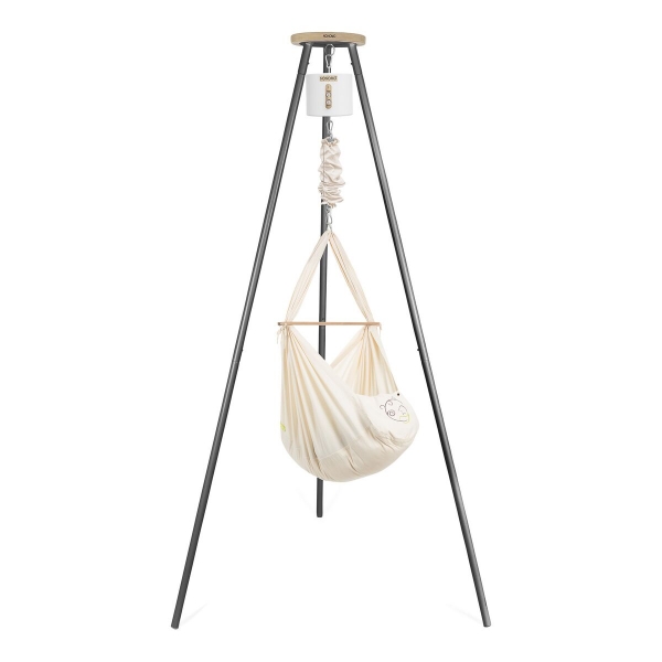 NONOMO Federwiegen Motor MOVE-Set Baby Classic &amp; Gestell TIPI anthrazit - natur