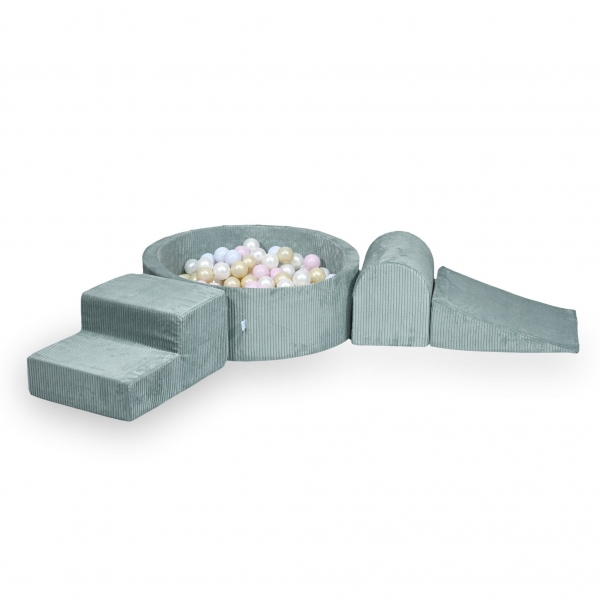 MiMii Schaumspielset Cord sage mint mit Bällebad und 200 Bälle zum selber Gestalten