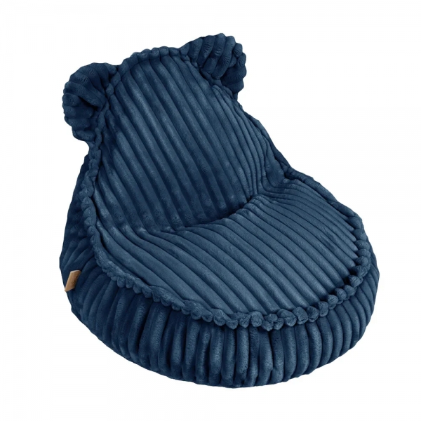 MeowBaby Sitzsack Bär Churros Plüsch-Cord - Midnight Blue
