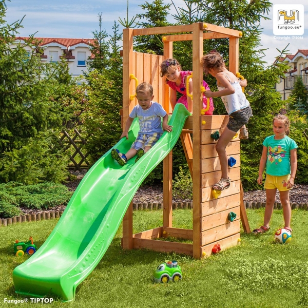 FUNGOO TIPTOP Spielturm - Klettergerüst mit Kletterwand und Rutsche