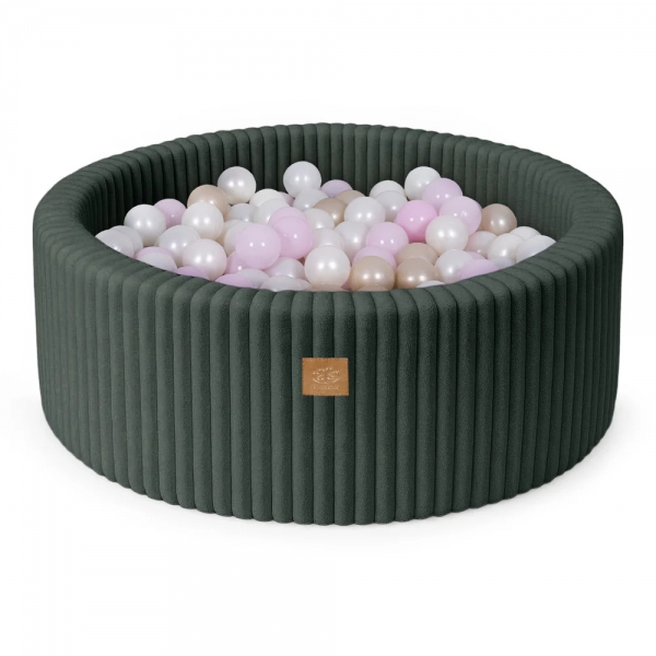 MeowBaby Bällebad Churros 90x30cm pine forest green mit 200 Bällen zum selber Gestalten nach Wunsc-C