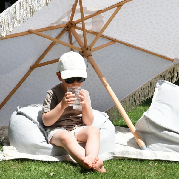 MeowBaby Outdoor Kinder-Sitzpouf Outzy rund - Oat Blush Beige