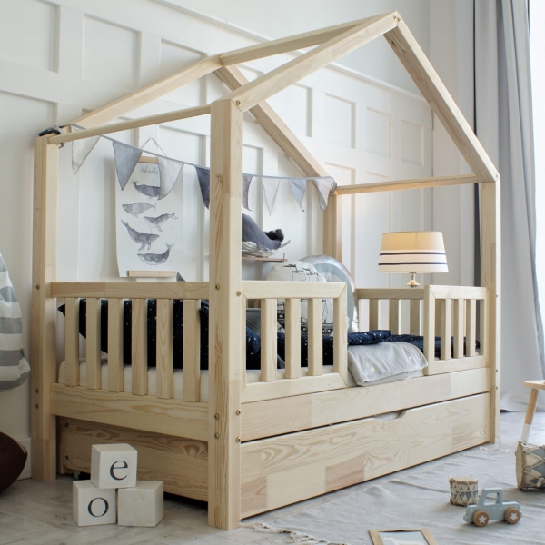 Design4kids Hausbett Marino Pro Deluxe - 190x90 Naturholz