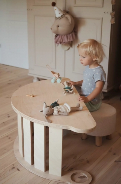 BabyWood Balancewippe/Rocker mit Tischplatte M - Natur