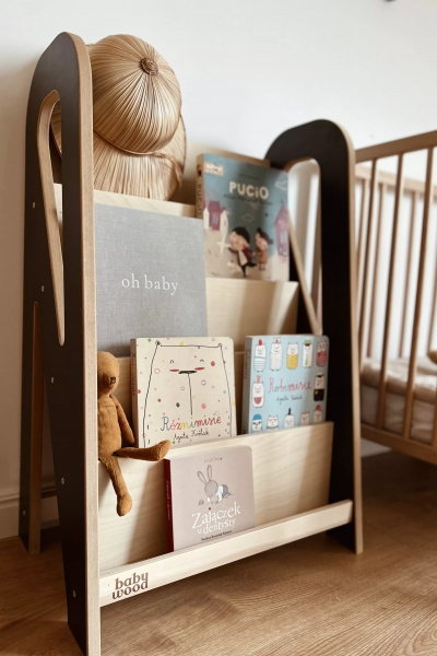 BabyWood Montessori Bücherregal SLIM M - schwarz