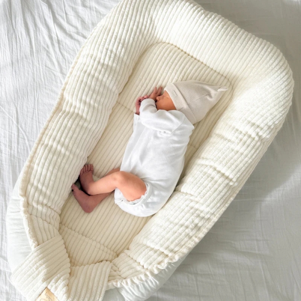 MeowBaby Babynestchen Cord für Neugeborene - Ästhetik vanilla