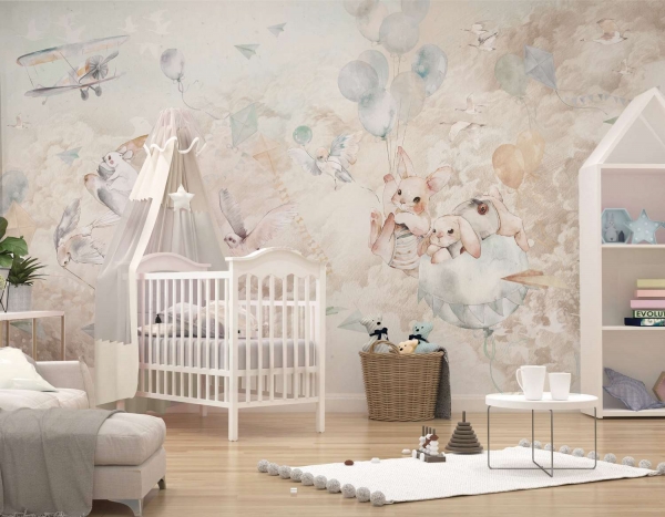 MALUMI abschwischbare Kinderzimmer-Fototapete DREAM BABY - mint
