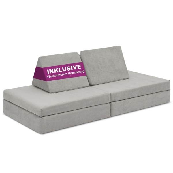 LINODINO Spielsofa Chenille Abenteuerplatz - Robbenbaby Grau