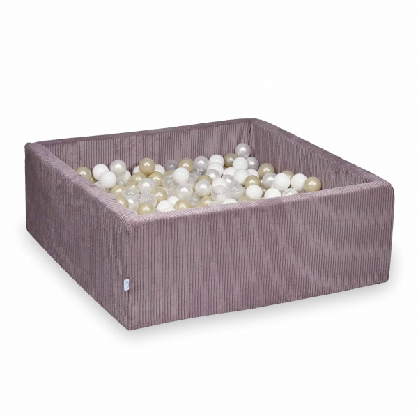 MiMii Bällebad 110x110x40cm Cord dusty lavender mit 600 Bällen zum selber Gestalten nach Wunsch