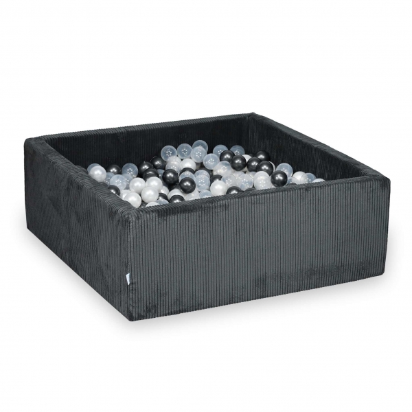 MiMii Bällebad 110x110x40cm Cord graphite grey mit 600 Bällen zum selber Gestalten nach Wunsch