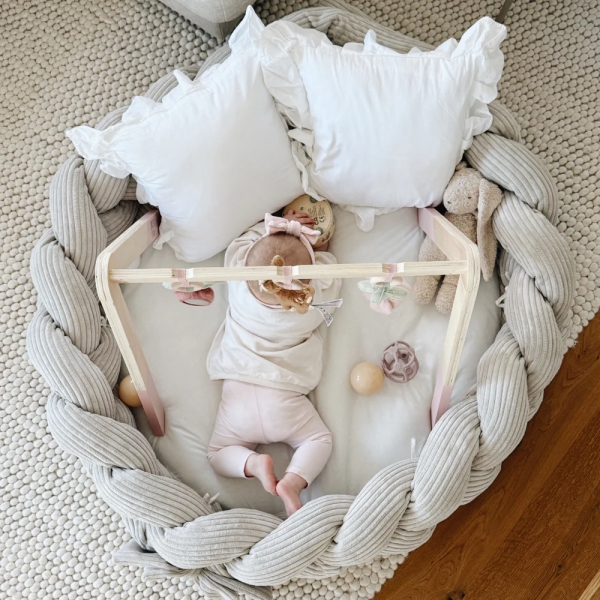 MeowBaby Babynestchen Cord mit Spielmatte & Bettumrandung Ästhetik ecru/beige