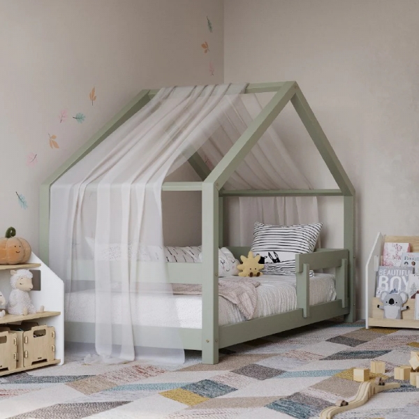 BusyKids Kinderbett-Haus MIMI-HOUSE mit verstärktem Rand 180 x 90 cm - Salbeigrün