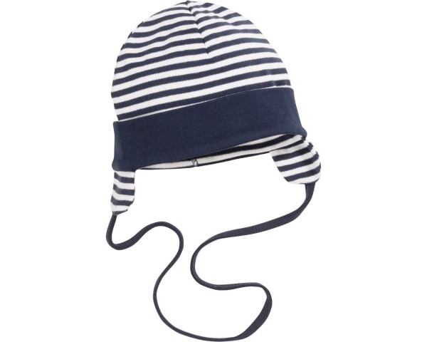 Schnizler Baby - Bindemütze Unisex mit Ohrenschutz marine Gr.49