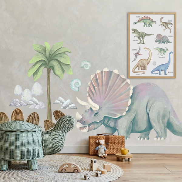 PASTELOWE LOVE XL Wandtattoo/-aufkleber Dinosaurier Triceratops XXL 6-tlg.