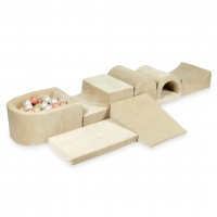 MiMii Schaumspielset XXL VELVET Soft beige mit Bällebad und 100 Bälle zum selber Gestalten