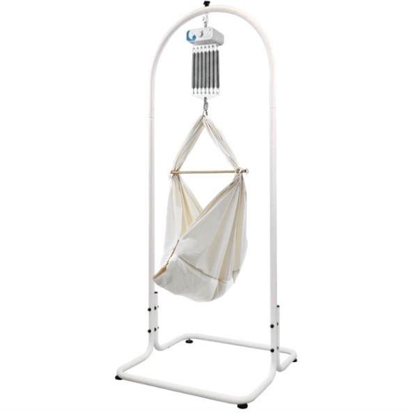 swing2sleep Federwiege Motor heia weiß mit dream2sleep beige &amp; Gestell weiß