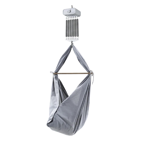 swing2sleep Federwiege Motor heia weiß mit dream2sleep grau