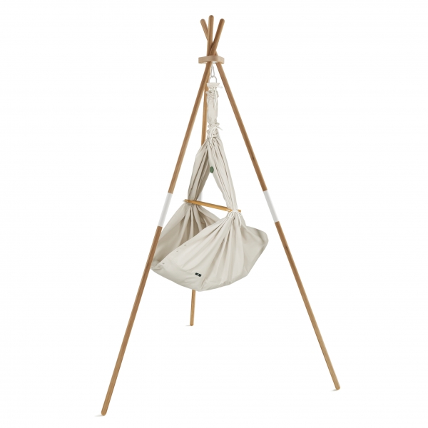 PAULI &amp; CO Federwiegen-Set Baby Premium &amp; Gestell Tripod natur/weiß - Natur Taupe