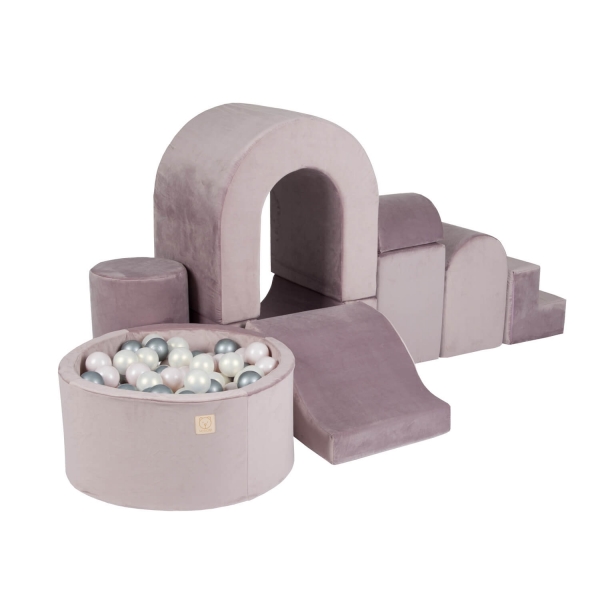 MiSiOO XXL Schaumspielset Schloss lila mit Bällebad und 100 Bälle - 9 tlg.