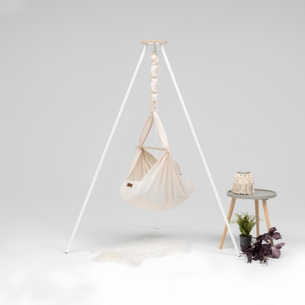 Design4Kids Federwiege Baby Classic mit TIPI-Gestell weiß - natur