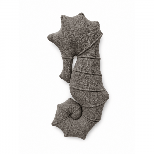 MeowBaby Deko-Kissen Seepferdchen - Soft Bouclé Edition - taupe