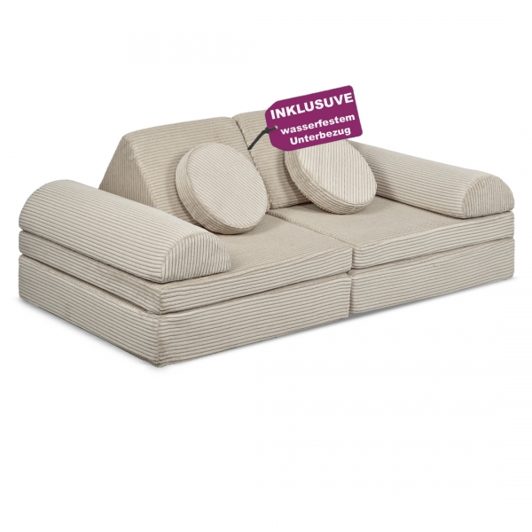 LINODINO Spielsofa Cord Fantasiewelt - Kieselgrau