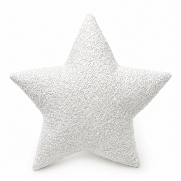 MeowBaby Deko-Kissen Stern - Soft Bouclé Edition - cremé/weiß