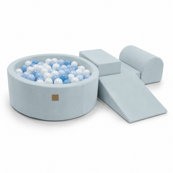 MeowBaby Schaumspielset Outzy mit Bällebad, 200 Bälle - eigene Farbauswahl - cloudberry sky blue