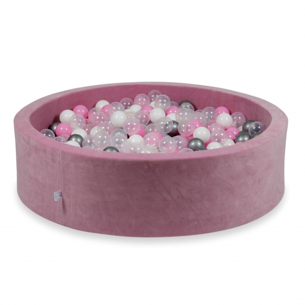 MiMii Bällebad VELVET Soft rosa 110x30cm mit 400 Bällen zum selber Gestalten nach Wunsch