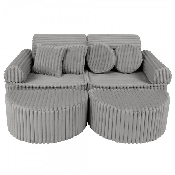 Design4Kids Mini Spielsofa Pearl Plüsch-Cord Max - marble gray
