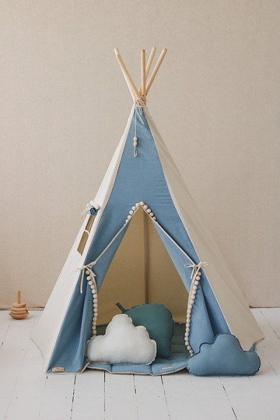 MOI MILI Tipi-Zelt mit Pompoms - JEANS