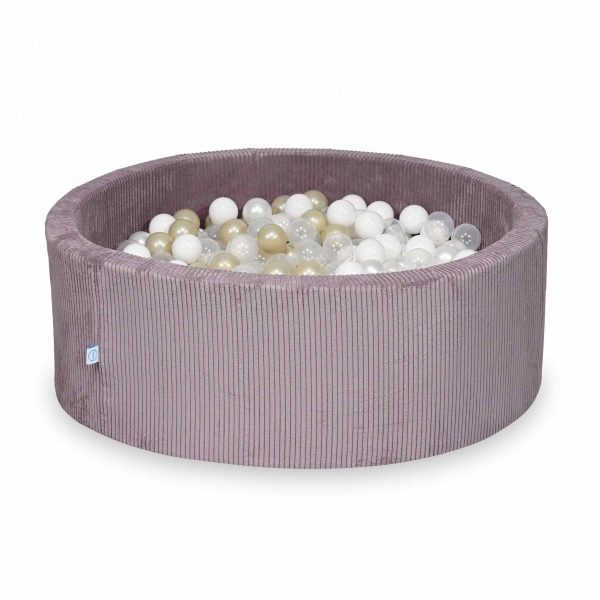 MiMii Bällebad 110x40cm Cord dusty lavender mit 500 Bällen zum selber Gestalten nach Wunsch