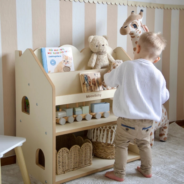 MeowBaby 2-in-1 Montessori-Bücherregal Cloud - beige