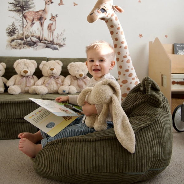 MeowBaby Sitzsack Ästhetik Cord Bär - khaki