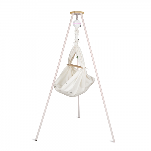 PAULI &amp; CO Federwiegen Motor Pure-Set &amp; Gestell Tripod SMART weißrosa - Natur Kreide